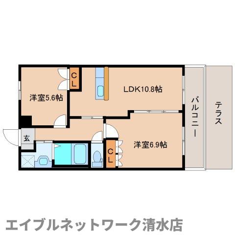 静岡市清水区駒越中のマンションの間取り