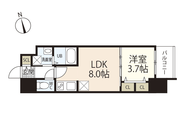 Ｓ－ＲＥＳＩＤＥＮＣＥ国泰寺町二丁目の間取り