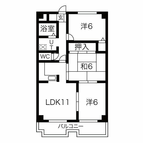 各務原市那加桐野外二ケ所大字入会地のマンションの間取り