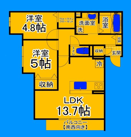 大阪市住吉区帝塚山中のアパートの間取り