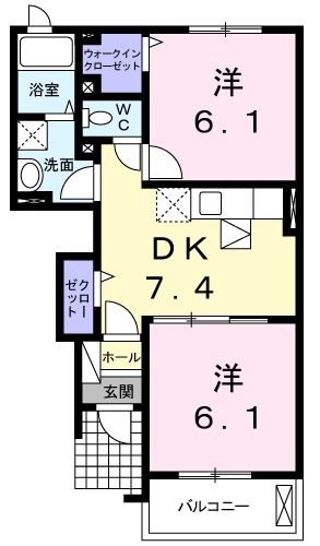 四国中央市妻鳥町のアパートの間取り