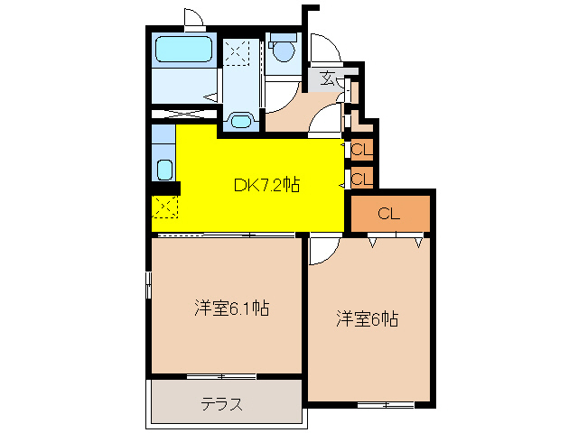 宮崎市佐土原町下那珂のアパートの間取り