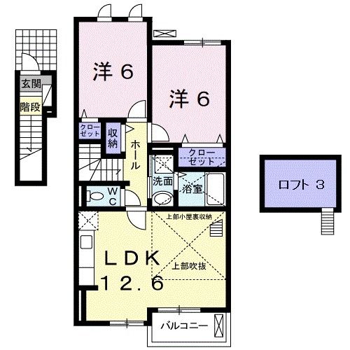 桜井市大字東新堂のアパートの間取り