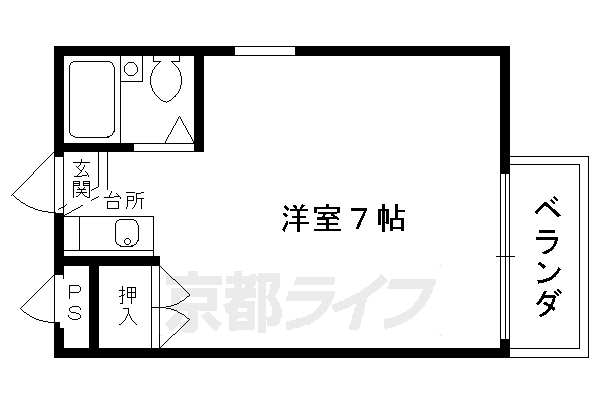 京都市左京区吉田神楽岡町のマンションの間取り