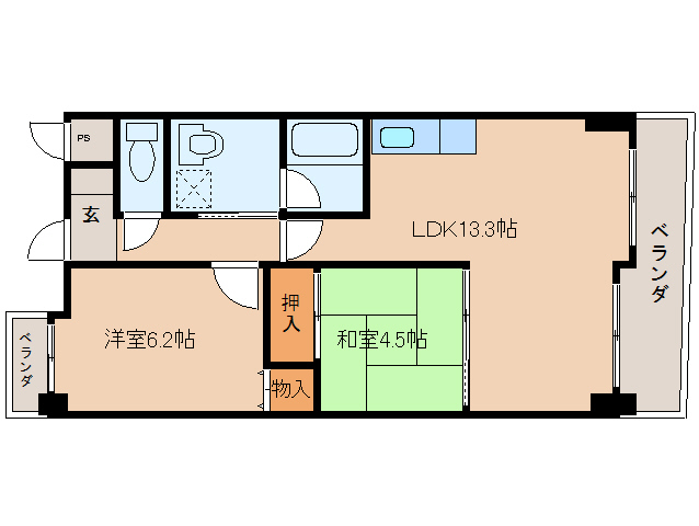 橿原市久米町のマンションの間取り