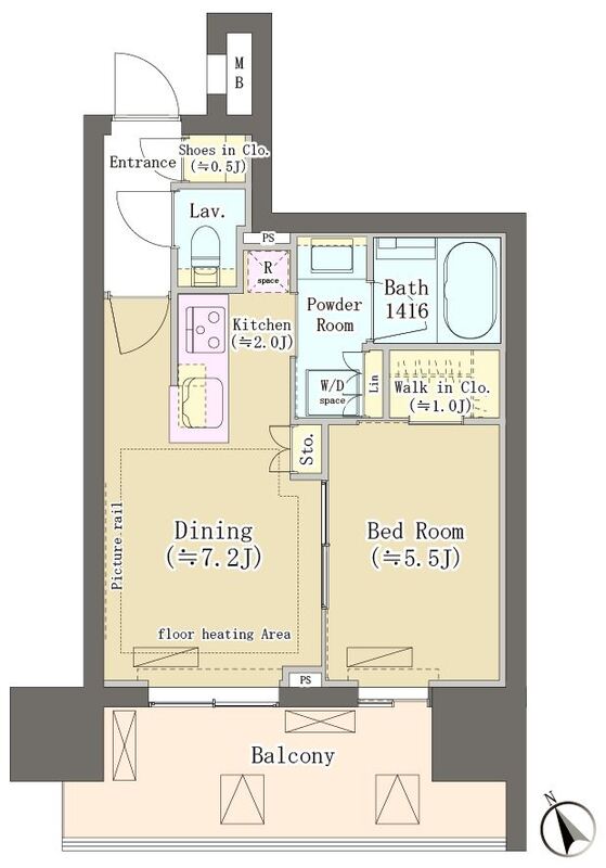 渋谷区渋谷のマンションの間取り