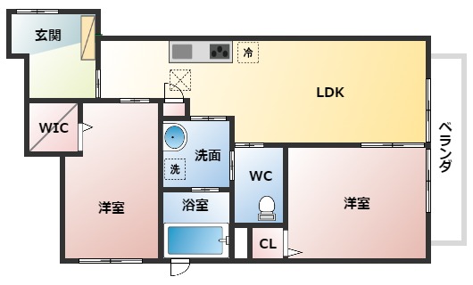 松原市西大塚のアパートの間取り