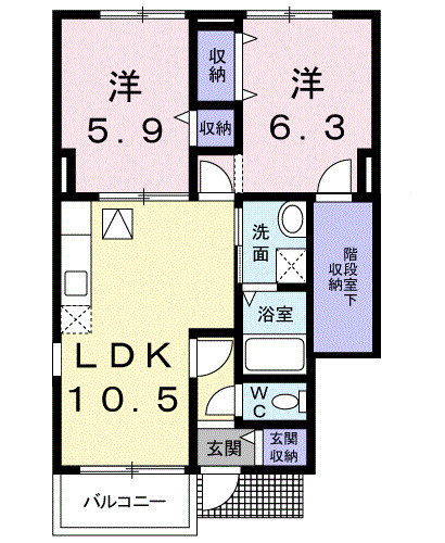 足柄上郡松田町松田庶子のアパートの間取り