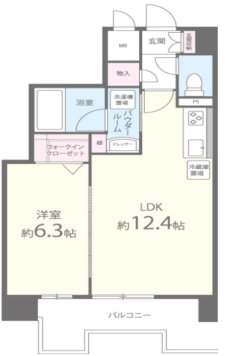 神戸市中央区磯辺通のマンションの間取り