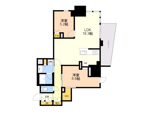 レーベン福岡天神ＯＮＥ　ＴＯＷＥＲの間取り