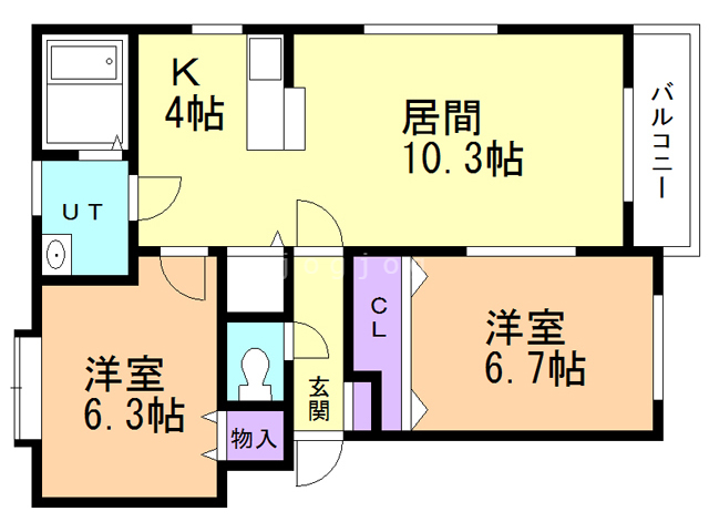 札幌市豊平区福住三条のマンションの間取り