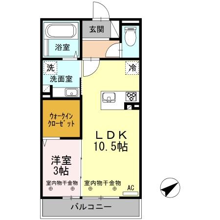 富山市下新町のアパートの間取り