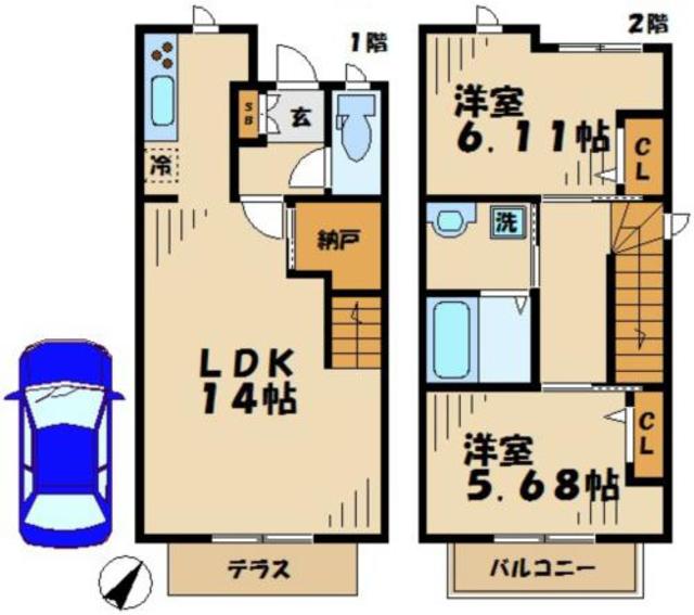 【サンリーフB棟の間取り】