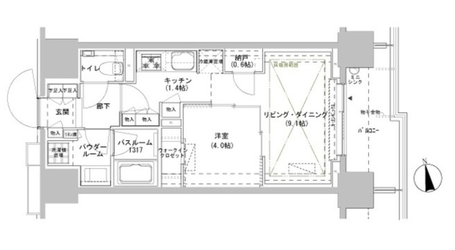 新宿区南山伏町のマンションの間取り