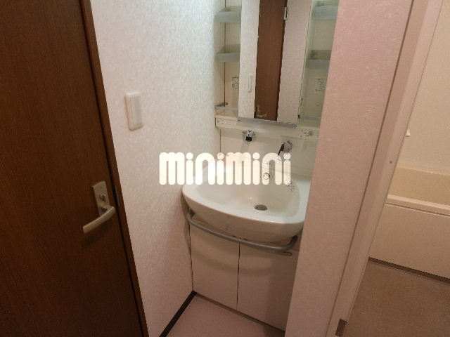 洗面設備　シャワーヘッド月の洗面台です