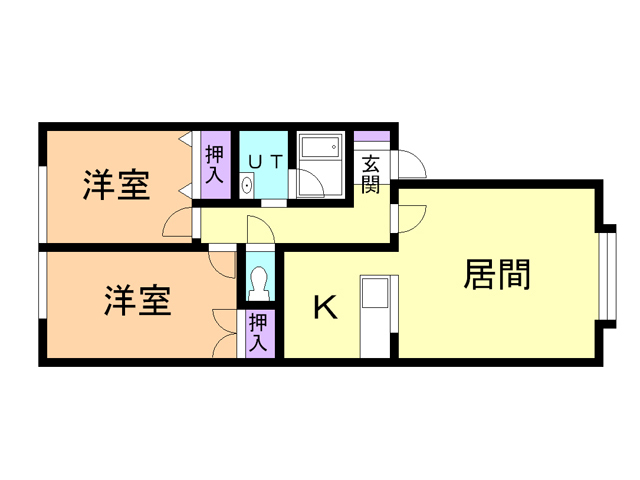 苫小牧市拓勇西町のアパートの間取り