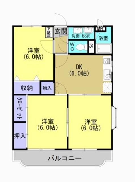 鹿児島市伊敷のマンションの間取り