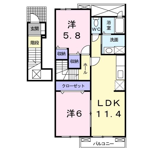 霧島市国分姫城南のアパートの間取り