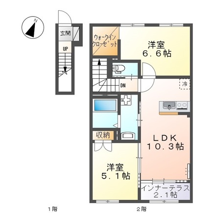 松江市法吉町のアパートの間取り