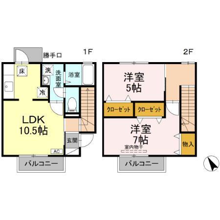 松山市磯河内のアパートの間取り