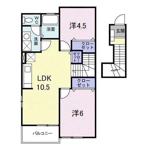 柴田郡柴田町大字船岡のアパートの間取り