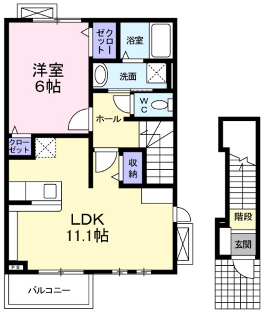 泉大津市東助松町のアパートの間取り