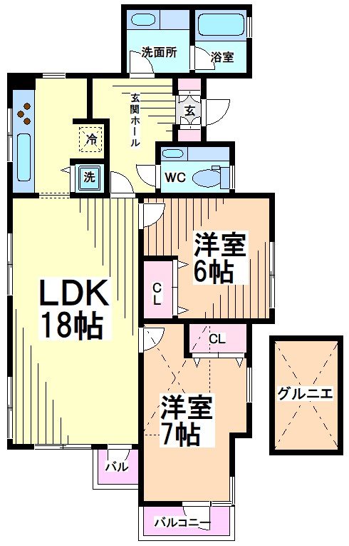 川崎市多摩区長沢のマンションの間取り