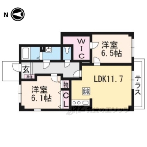 亀岡市篠町森のアパートの間取り