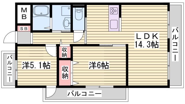 檜笠ハイツの間取り