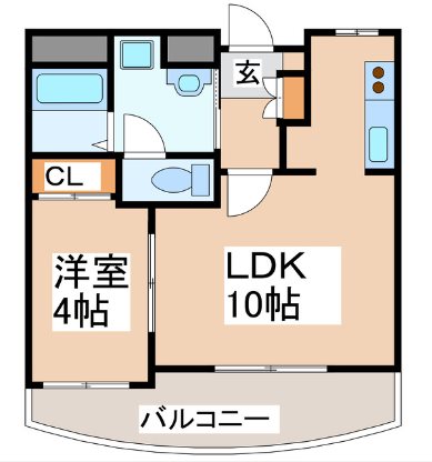 熊本市東区錦ケ丘のアパートの間取り