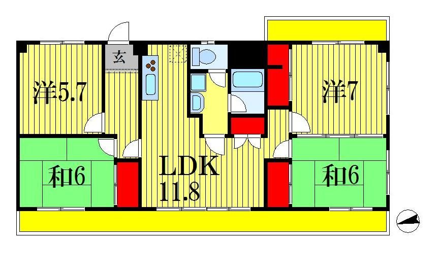 市川市二俣のマンションの間取り