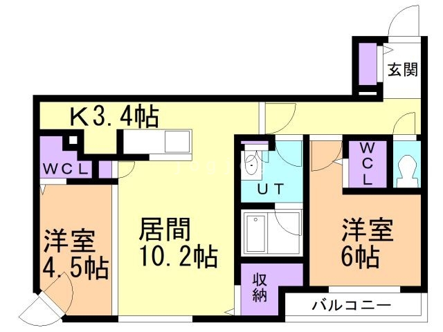 札幌市中央区南十七条西のマンションの間取り