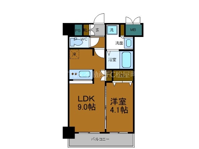 大阪市中央区内淡路町のマンションの間取り