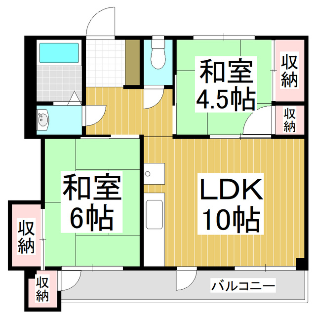 ２０００ＰＯＳＴ中村コーポの間取り