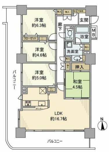 フォーラスタワー所沢2403の間取り