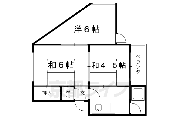 京都市伏見区深草下川原町のマンションの間取り