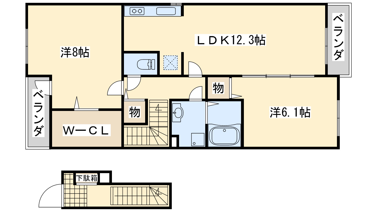 泉佐野市日根野のアパートの間取り