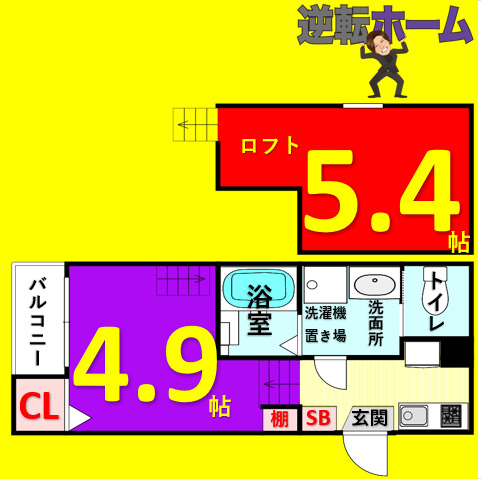 名古屋市東区車道町のアパートの間取り