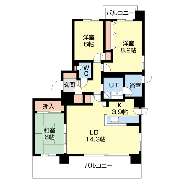 札幌市中央区南四条西のマンションの間取り