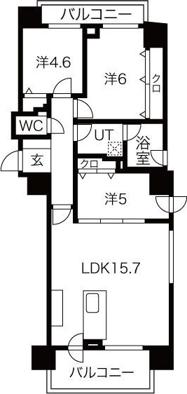 札幌市中央区南二十条西のマンションの間取り