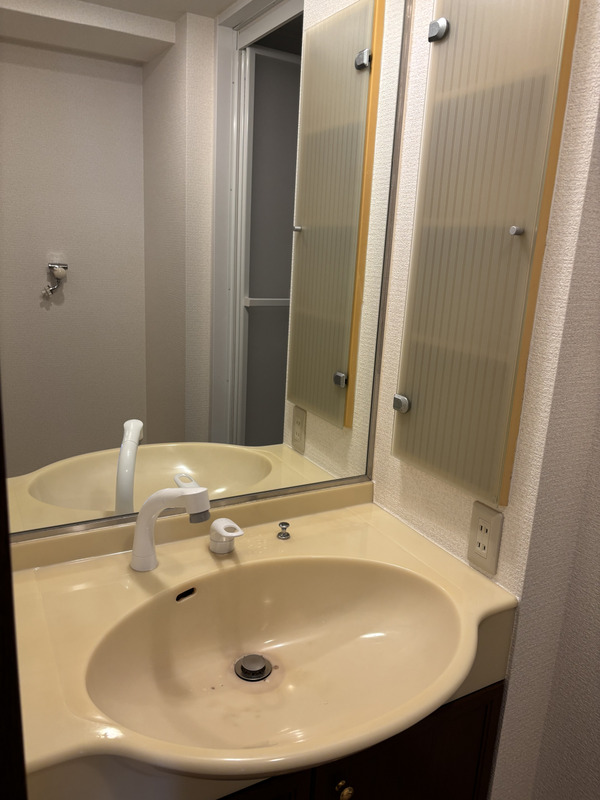 洗面設備　明るい洗面所です