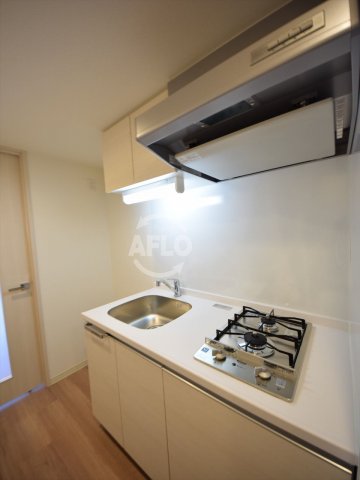 キッチン　プレサンス谷町七丁目II　2口ガスシステムキッチン