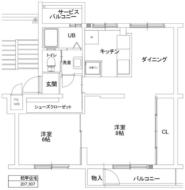 鶴甲コーポ15号館の間取り写真