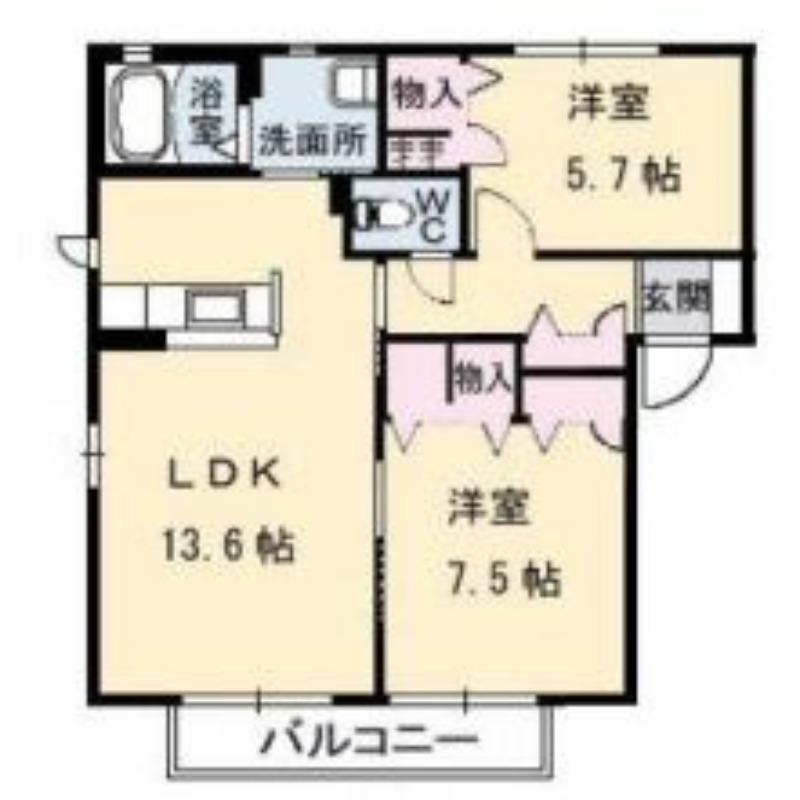 浅口市金光町占見新田のアパートの間取り