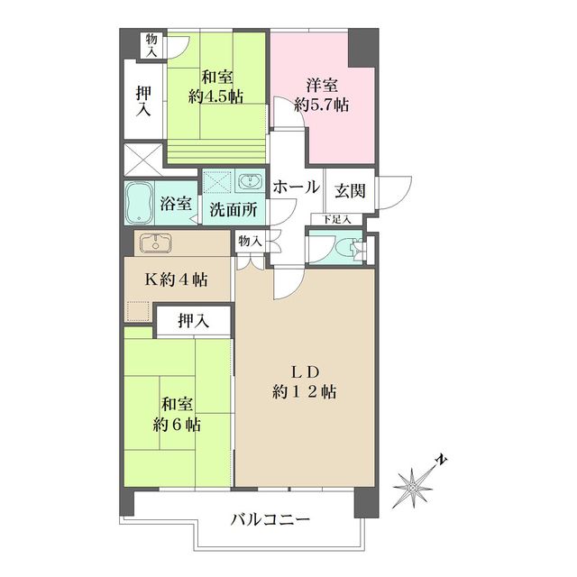 新ゆりグリーンタウンさつき街区　２号棟の間取り