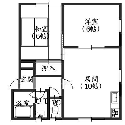 函館市大森町のアパートの間取り