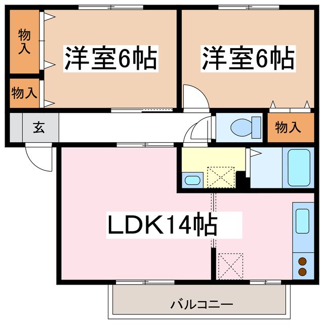 松本市大字島内のアパートの間取り