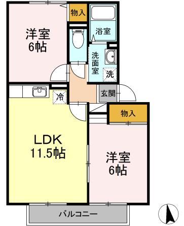 山形県山形市吉原２の賃貸アパートの間取り