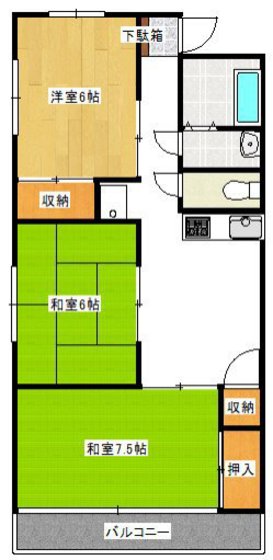 岡山市中区兼基のアパートの間取り