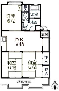 西宮城野コーポの間取り